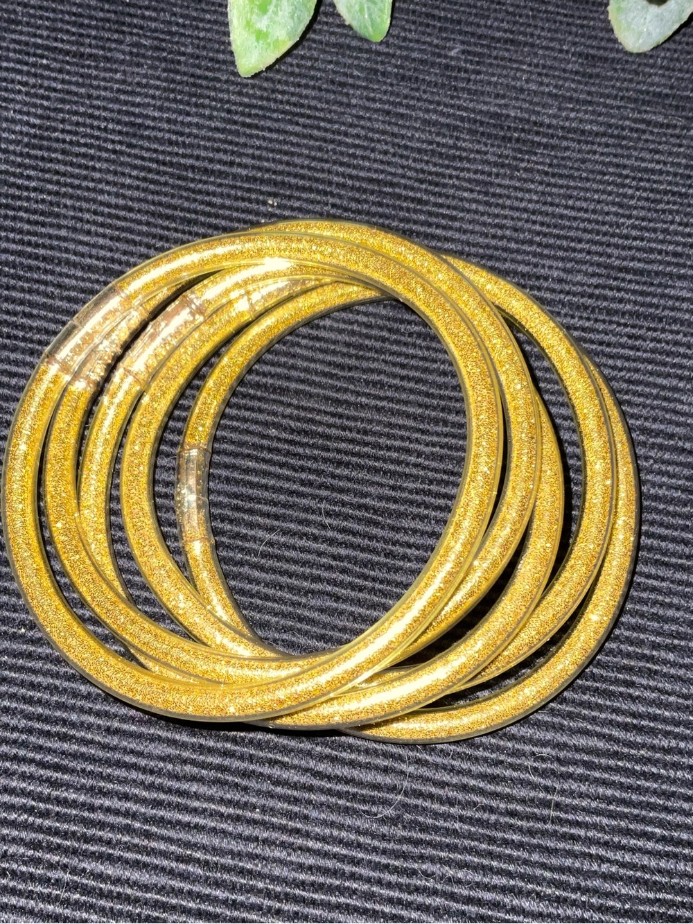 Bali Gold Glitter Multi-Bangle Brooch Stack
